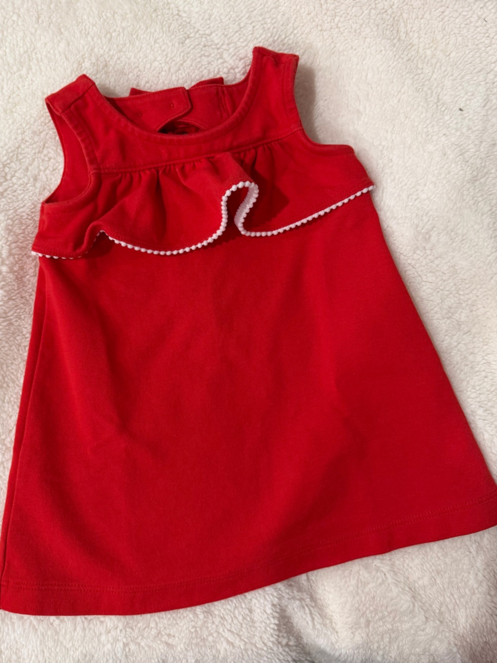 Janie and Jack Red Ruffle Tank Dress with White Trim